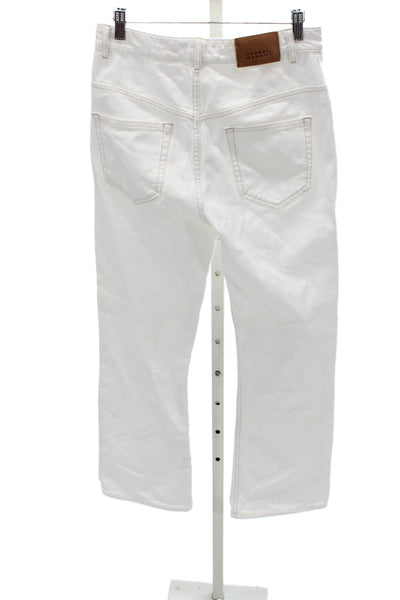 Isabel Marant Women White Straight Jeans Mid Rise Button 29in Cotton Size 36