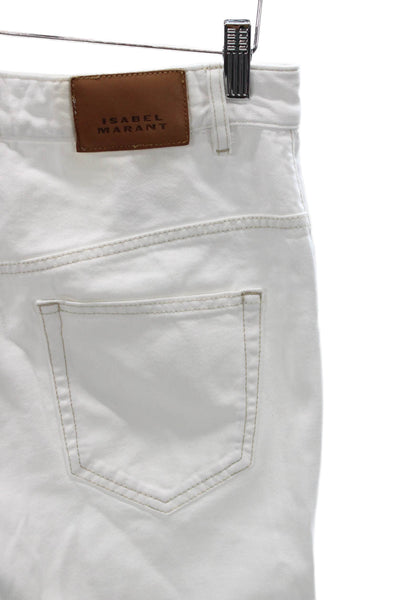 Isabel Marant Women White Straight Jeans Mid Rise Button 29in Cotton Size 36