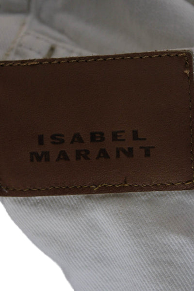 Isabel Marant Women White Straight Jeans Mid Rise Button 29in Cotton Size 36