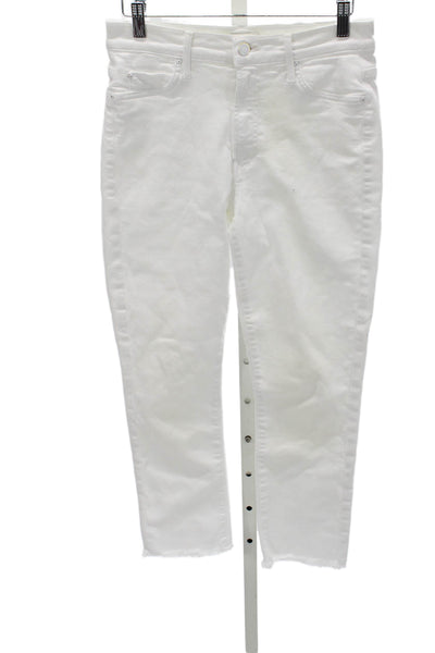 Mother Womens Ankle High Waist Jeans White Cotton Blend Size 27