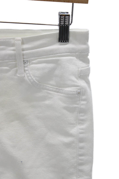 Mother Womens Ankle High Waist Jeans White Cotton Blend Size 27