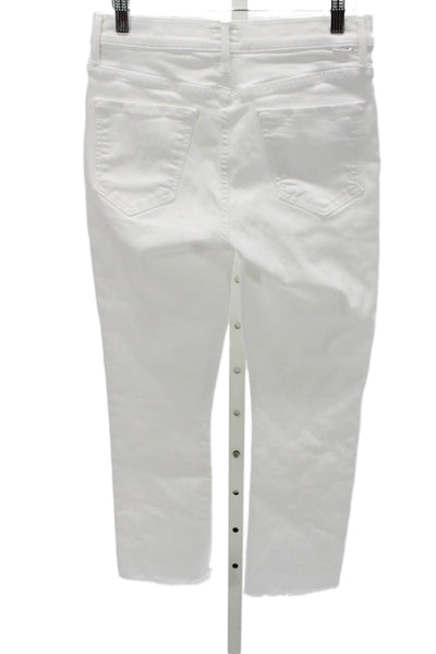 Mother Womens Ankle High Waist Jeans White Cotton Blend Size 27