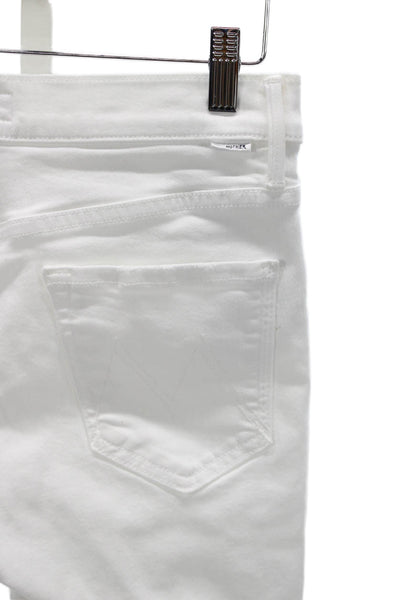 Mother Womens Ankle High Waist Jeans White Cotton Blend Size 27