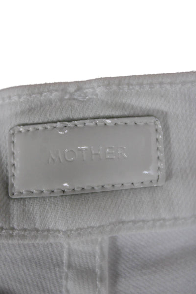 Mother Womens Ankle High Waist Jeans White Cotton Blend Size 27
