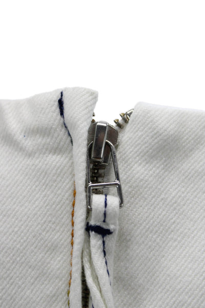 Something Navy Womens Shift Dress White Button 3/4 Sleeve Knee Length Size 6