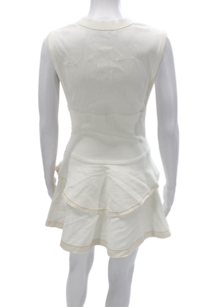 IRO Womens Fit & Flare Sleeveless V-Neck Cotton Dress White Zip Size 38