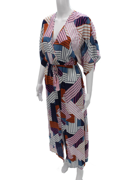 Cooper & Ella Women Kaftan Multicolor V-Neck Geometric Viscose Maxi Size XS