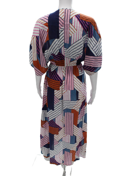 Cooper & Ella Women Kaftan Multicolor V-Neck Geometric Viscose Maxi Size XS