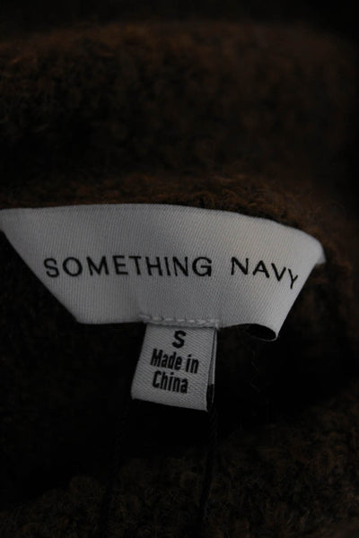 Something Navy Womens Brown Turtleneck Long Sleeve Sweater Dress Size S