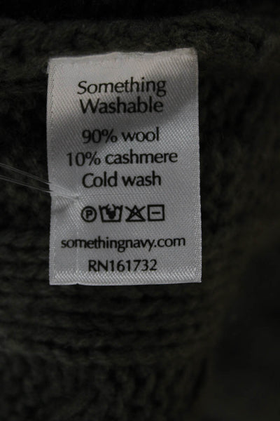 Something Navy Women Maxi Skirt Green Cable Knit Wool Cashmere Long Size S