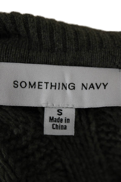 Something Navy Women Maxi Skirt Green Cable Knit Wool Cashmere Long Size S