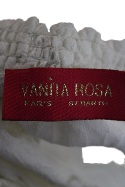 Vanita Rosa Women Tunic White Floral Off Shoulder 3/4 Sleeve Cotton Size One