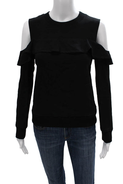 A.L.C. Women Black Viscose Crew Neck Pullover Long Sleeve Size 2
