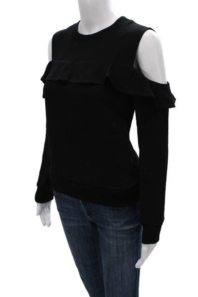 A.L.C. Women Black Viscose Crew Neck Pullover Long Sleeve Size 2