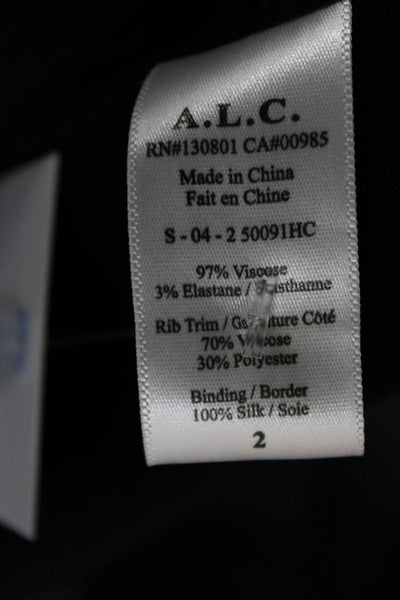 A.L.C. Women Black Viscose Crew Neck Pullover Long Sleeve Size 2