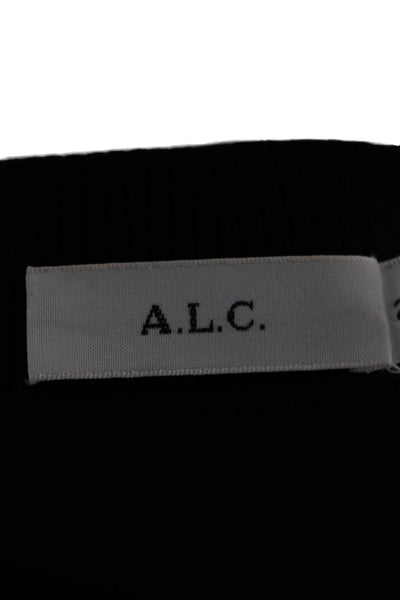 A.L.C. Women Black Viscose Crew Neck Pullover Long Sleeve Size 2