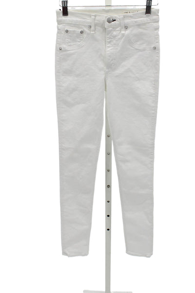 Rag & Bone Jean Women Skinny White Jeans High Rise Button 29in Size 25