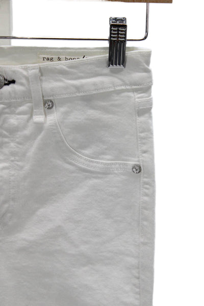 Rag & Bone Jean Women Skinny White Jeans High Rise Button 29in Size 25