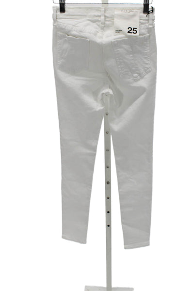 Rag & Bone Jean Women Skinny White Jeans High Rise Button 29in Size 25