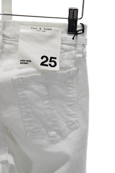 Rag & Bone Jean Women Skinny White Jeans High Rise Button 29in Size 25