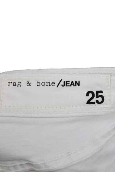 Rag & Bone Jean Women Skinny White Jeans High Rise Button 29in Size 25