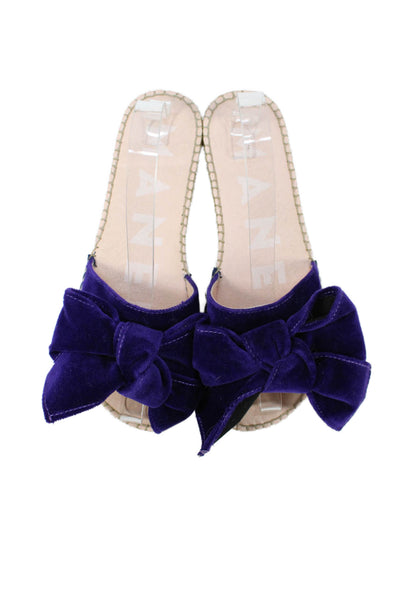 Manebi Womens Velvet Twist Bow Espadrille Slide On Sandals Purple Size 37 7