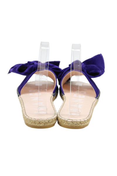 Manebi Womens Velvet Twist Bow Espadrille Slide On Sandals Purple Size 37 7