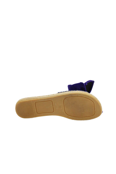 Manebi Womens Velvet Twist Bow Espadrille Slide On Sandals Purple Size 37 7