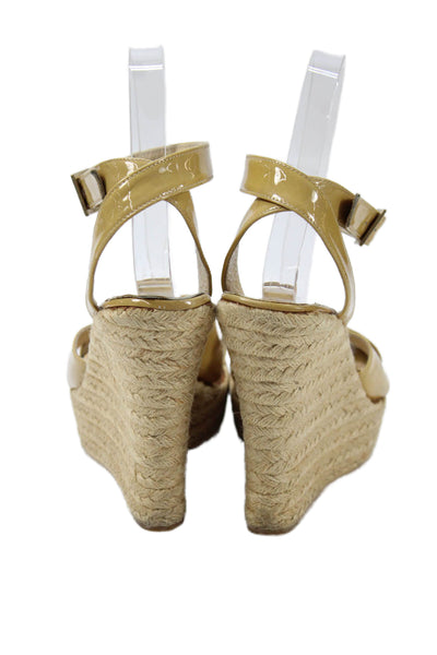 Jimmy Choo Womens Patent Leather Espadrille Wedge Sandals Yellow Size 37 7