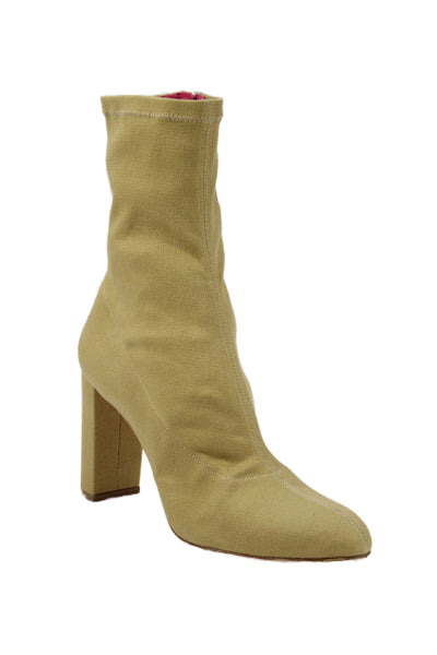 Oscar Tiye Womens Canvas Zip Up Ankle Boots Beige Size 37.5 7.5