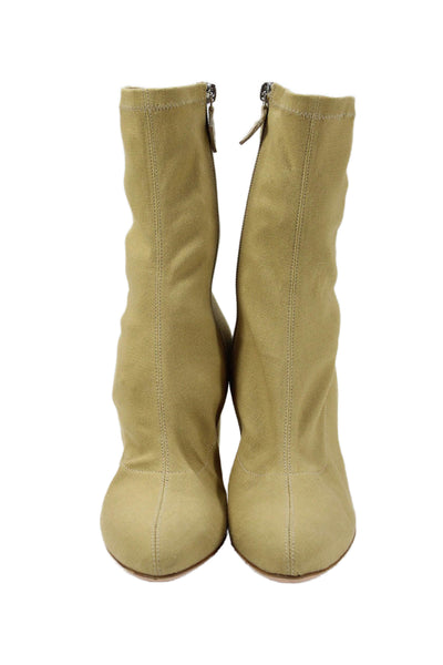 Oscar Tiye Womens Canvas Zip Up Ankle Boots Beige Size 37.5 7.5