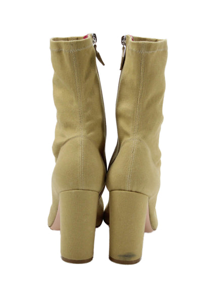 Oscar Tiye Womens Canvas Zip Up Ankle Boots Beige Size 37.5 7.5