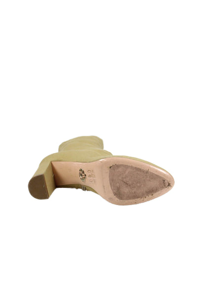 Oscar Tiye Womens Canvas Zip Up Ankle Boots Beige Size 37.5 7.5