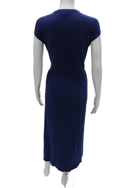 Boden Womens Maxi Dress Blue V-Neck Short Sleeve Mid Calf Size 16