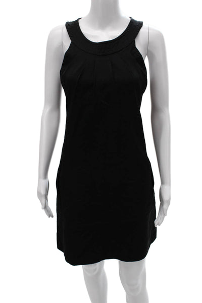 Searle Women Black Sheath Dress Halter Neck Sleeveless Cotton Blend Zip Size 6