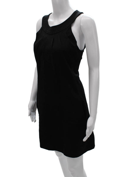 Searle Women Black Sheath Dress Halter Neck Sleeveless Cotton Blend Zip Size 6