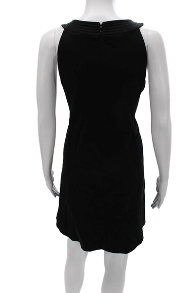 Searle Women Black Sheath Dress Halter Neck Sleeveless Cotton Blend Zip Size 6