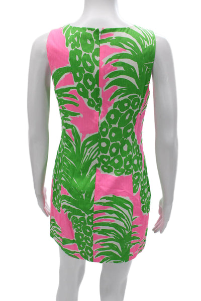 Lilly Pulitzer Women Shift Dress Pink Floral V-Neck Sleeveless Knee Size 2