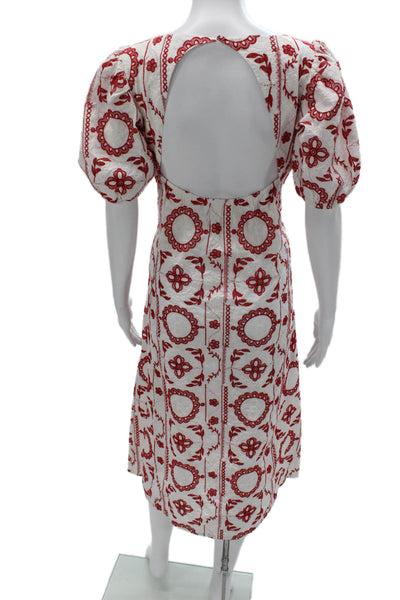 MNG Womens Sheath Floral Cotton Mid-Calf Scoop Neck Short Sleeve Dress Size S