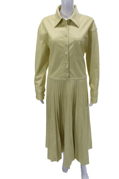 Jonathan Simkhai Women Yellow Long Sleeve Collared Shirt Dress Size L