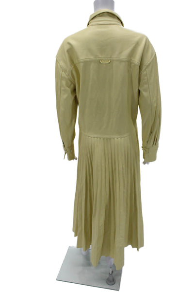 Jonathan Simkhai Women Yellow Long Sleeve Collared Shirt Dress Size L