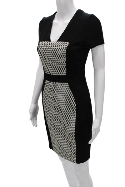 Yoana Baraschi Womens Sheath Black V-Neck Short Sleeve Dress Size 6