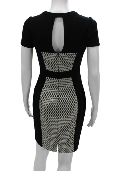 Yoana Baraschi Womens Sheath Black V-Neck Short Sleeve Dress Size 6