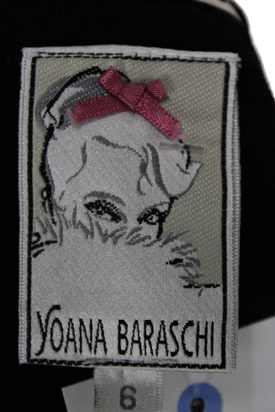 Yoana Baraschi Womens Sheath Black V-Neck Short Sleeve Dress Size 6