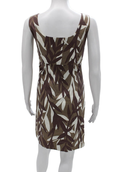 Boden Women Sheath Dress Brown Floral Square Neck Sleeveless Cotton Knee Size 6