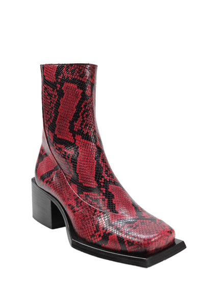 Sunni Sunni Womens Embossed Snakeskin Print Reese Boots Shoes Red Size 10