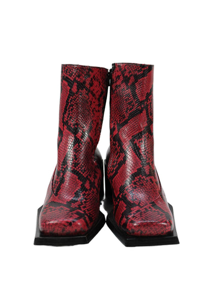 Sunni Sunni Womens Embossed Snakeskin Print Reese Boots Shoes Red Size 10