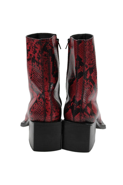 Sunni Sunni Womens Embossed Snakeskin Print Reese Boots Shoes Red Size 10