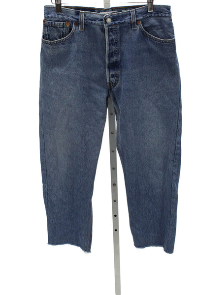 Re/Done Women High Waist Ankle Jeans Blue Button Cotton Size 29