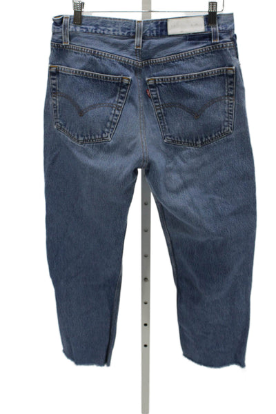 Re/Done Women High Waist Ankle Jeans Blue Button Cotton Size 29
